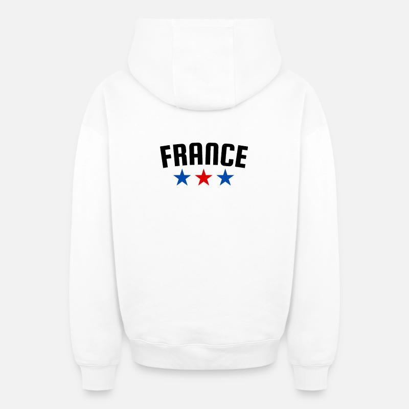 Frankreich 3 Sterne Design - Oversized Heavyweight Unisex Zip Hoodie - Weiß
