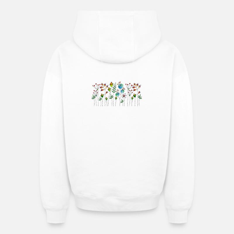 Fleur - Sweat à capuche unisexe zippé oversize épais SPREAD - blanc