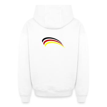 Conception du drapeau allemand - Sweat à capuche unisexe zippé oversize épais SPREAD - blanc - Dos - AI Model Male 178 light (178cm)