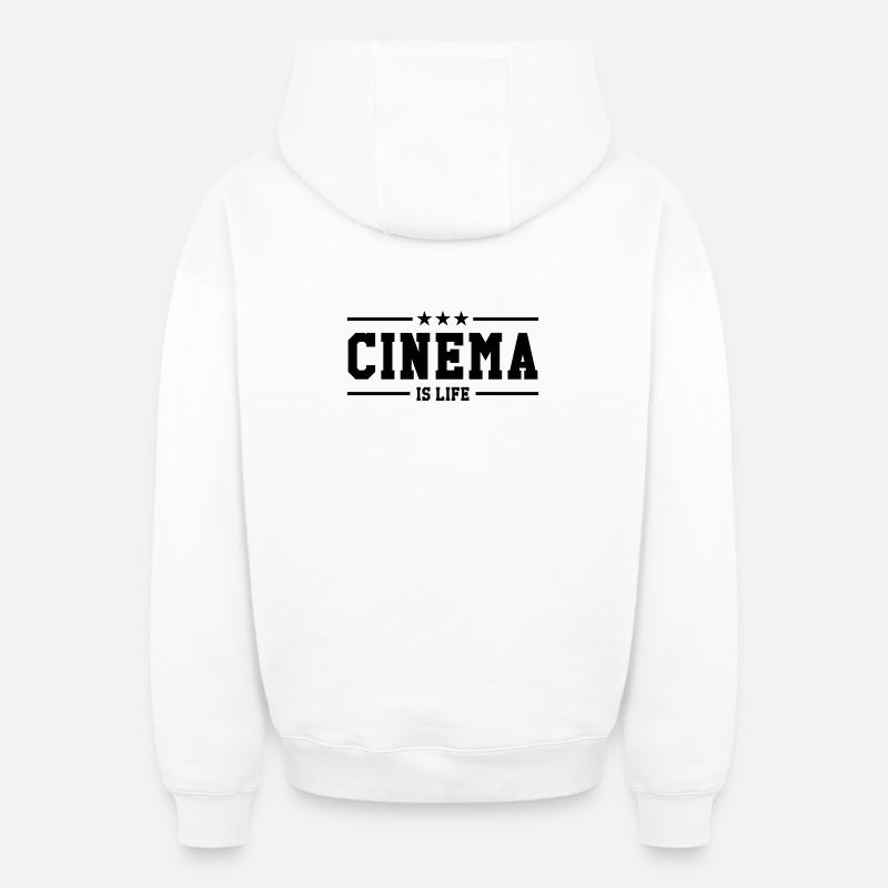 Cinema is life - Sweat à capuche unisexe zippé oversize épais SPREAD - blanc