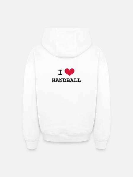 I Love Handball - Oversized Heavyweight Unisex Zip Hoodie - white