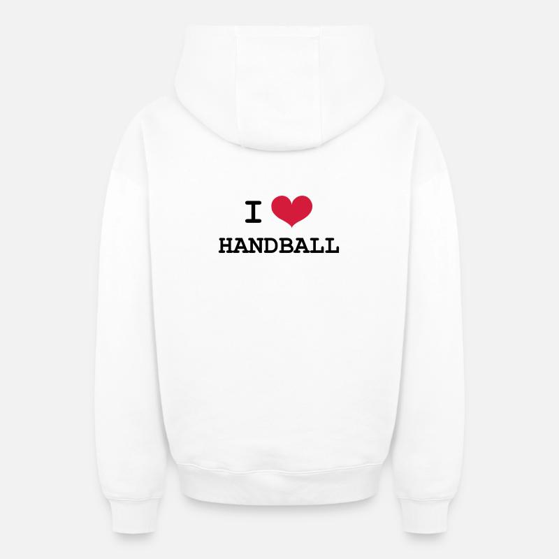 I Love Handball - Sweat à capuche unisexe zippé oversize épais SPREAD - blanc