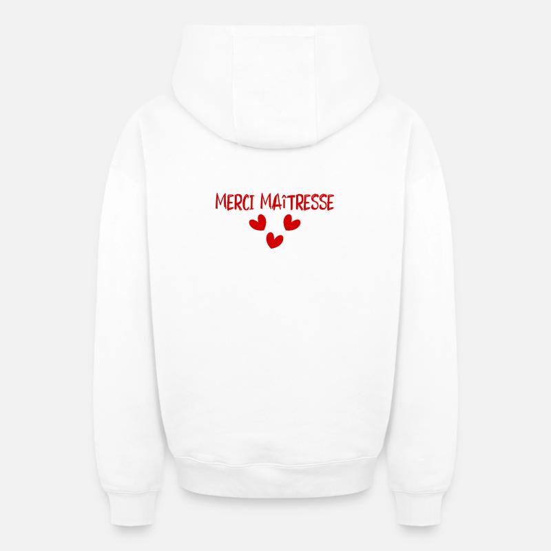MAÎTRESSE. MERCI. MERCI MAÎTRESSE - Sweat à capuche unisexe zippé oversize épais SPREAD - blanc