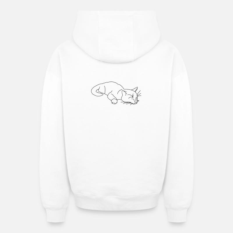Croquis du chat endormi - Sweat à capuche unisexe zippé oversize épais SPREAD - blanc