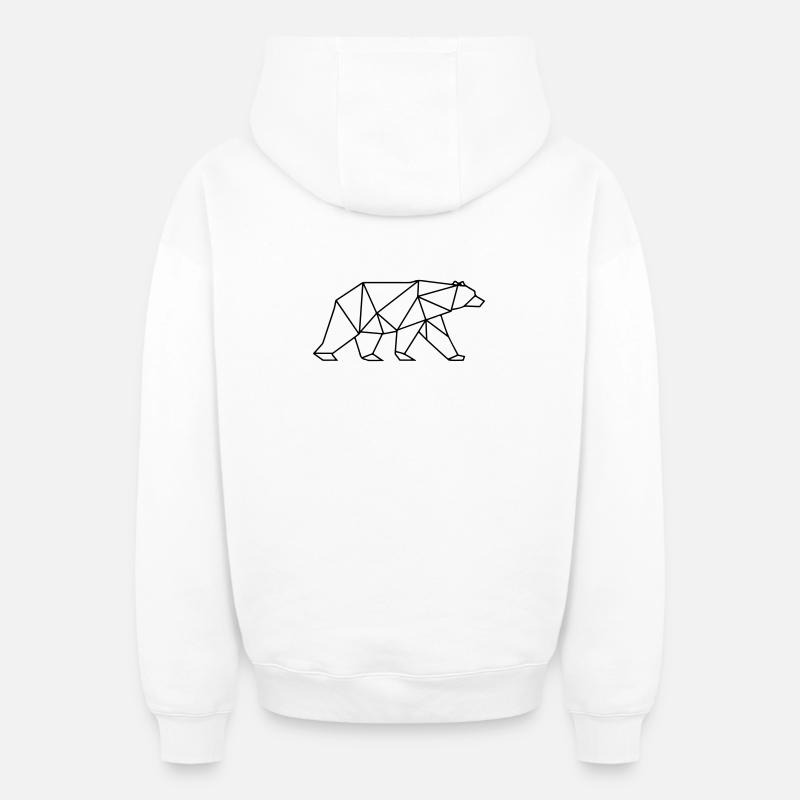 Polygone d’ours - Sweat à capuche unisexe zippé oversize épais SPREAD - blanc