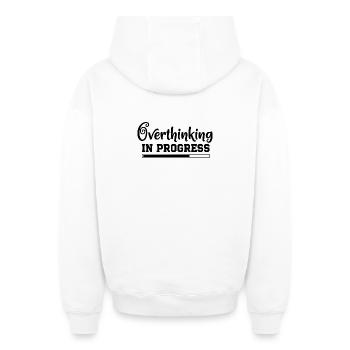 Overthinking in Progress – humorvoller Spruch - Oversized Heavyweight Unisex Zip Hoodie - Weiß - Hinten - AI Model Male 178 light (178cm)