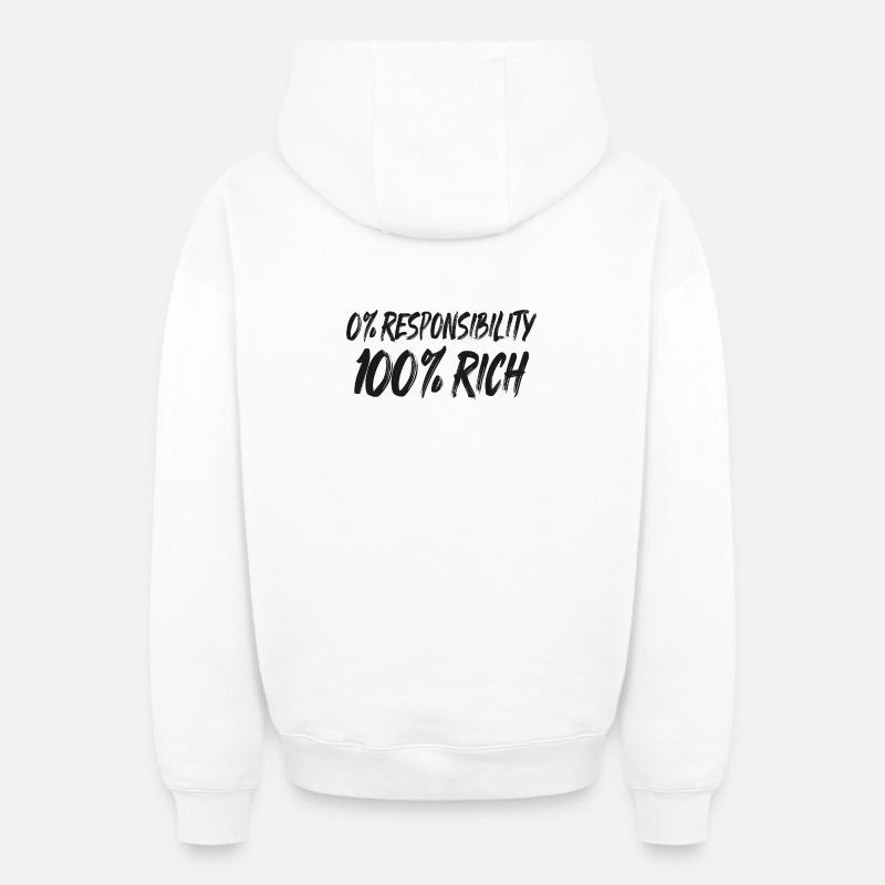0 % Responsabilité 100 % Richesse - Sweat à capuche unisexe zippé oversize épais SPREAD - blanc