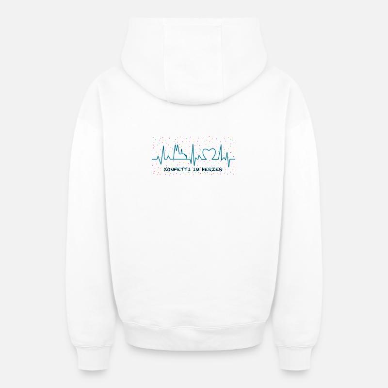 Confetti in the Heart - Bleu - Sweat à capuche unisexe zippé oversize épais SPREAD - blanc