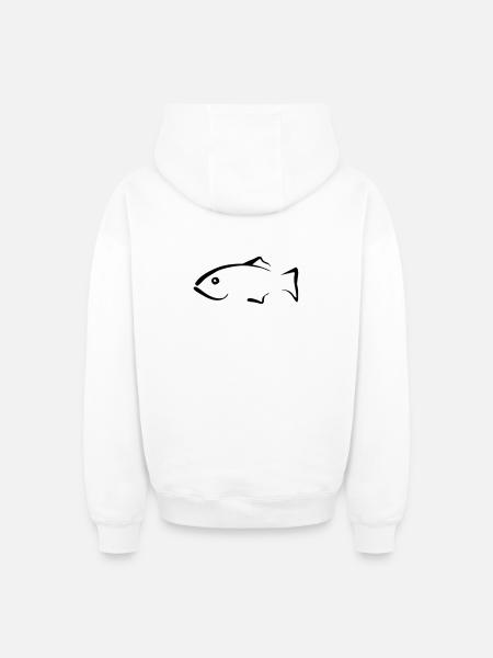 Fisch - Oversized Heavyweight Unisex Zip Hoodie - Weiß
