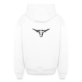 texas longhorn exit-shirt - Oversized Heavyweight Unisex Zip Hoodie - Weiß - Hinten - AI Model Male 178 light (178cm)