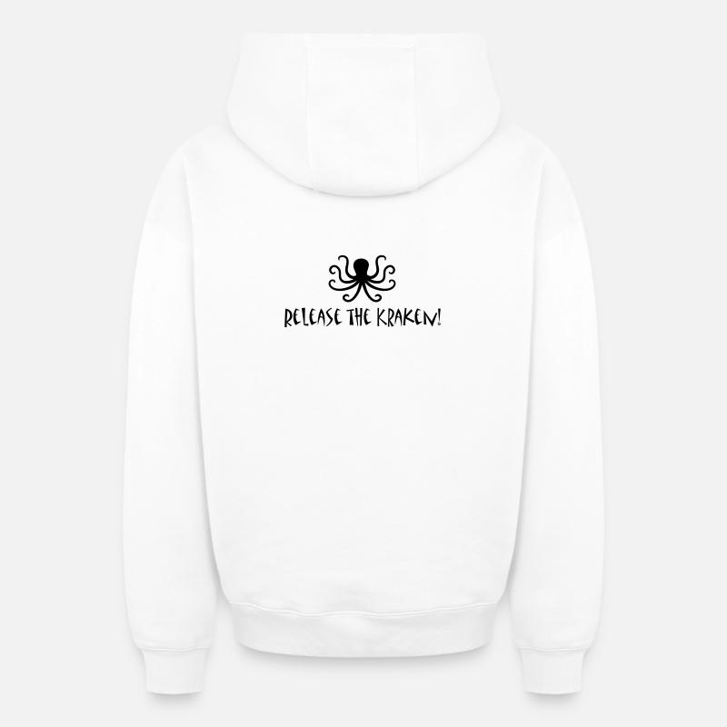 Relâchez le Kraken - Sweat à capuche unisexe zippé oversize épais SPREAD - blanc