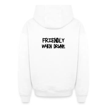 Friendly When Drunk - Oversized Heavyweight Unisex Zip Hoodie - Weiß - Hinten - AI Model Male 178 light (178cm)