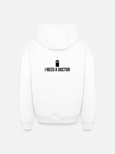 I need a Doctor - Oversized Heavyweight Unisex Zip Hoodie - white