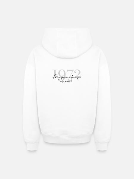 Millésime Année 1972 Script - Sweat à capuche unisexe zippé oversize épais SPREAD - blanc