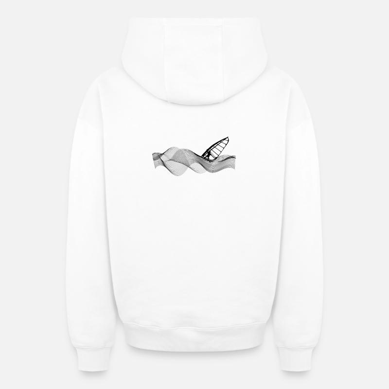 Windsurfer on wave structure - Oversized Heavyweight Unisex Zip Hoodie - white
