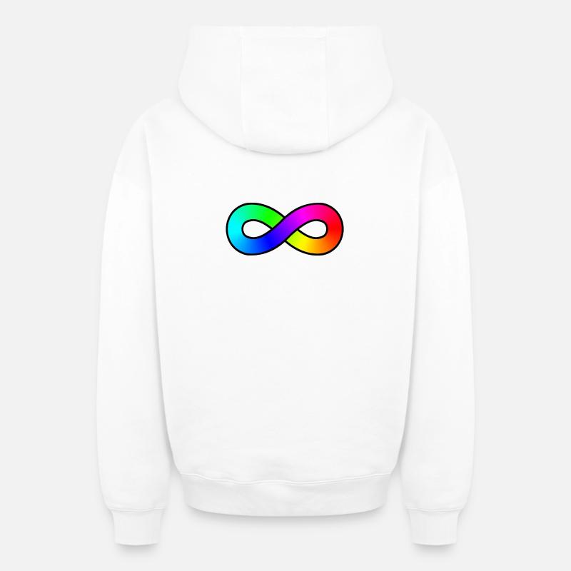 Autisme Arc-en-ciel Infini - Sweat à capuche unisexe zippé oversize épais SPREAD - blanc