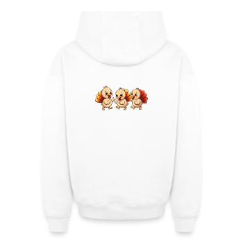 Bébé dinde de Thanksgiving - Sweat à capuche unisexe zippé oversize épais SPREAD - blanc - Dos - AI Model Male 178 light (178cm)