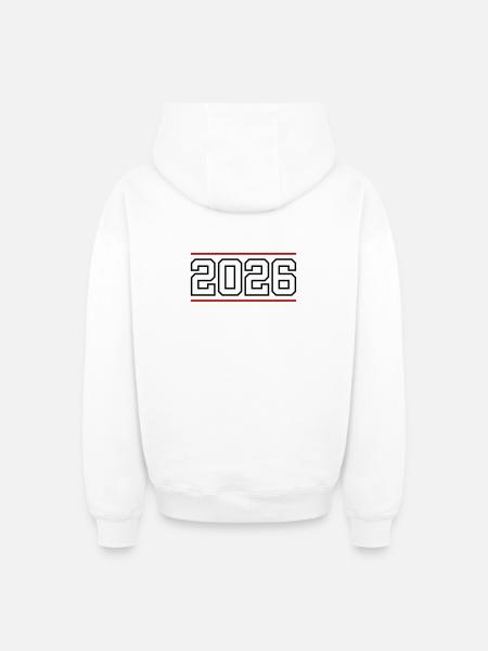 2026 Linie - Oversized Heavyweight Unisex Zip Hoodie - Weiß