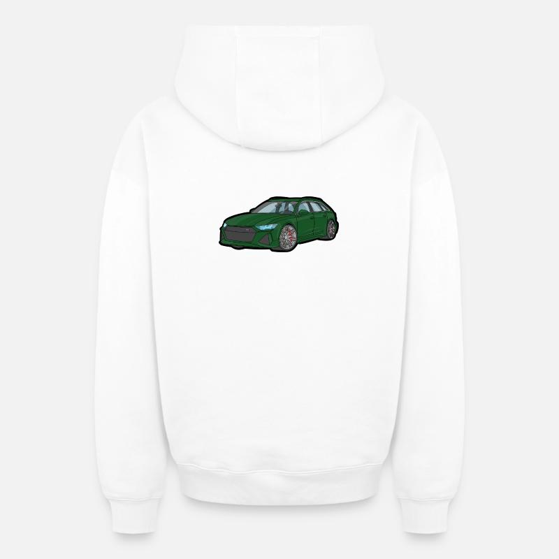 Break de sport vert - Sweat à capuche unisexe zippé oversize épais SPREAD - blanc