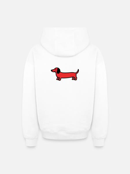Hunting Dog Dachshund Profile Vector - Oversized Heavyweight Unisex Zip Hoodie - white