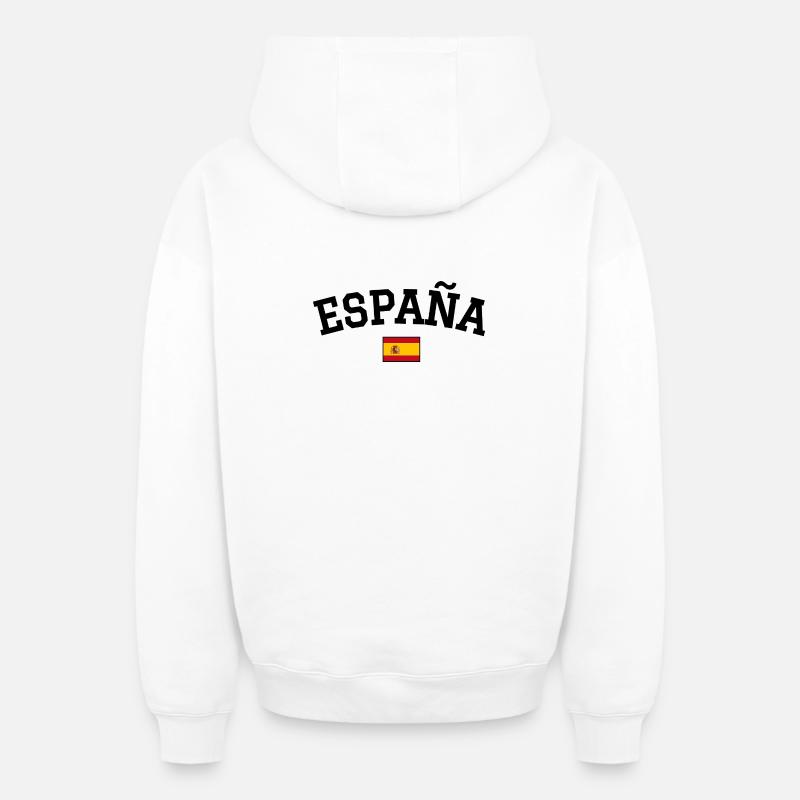 Drapeau espagnol Noir - Sweat à capuche unisexe zippé oversize épais SPREAD - blanc