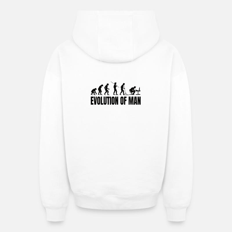 Programmeur Computer Freak Evolution - Sweat à capuche unisexe zippé oversize épais SPREAD - blanc