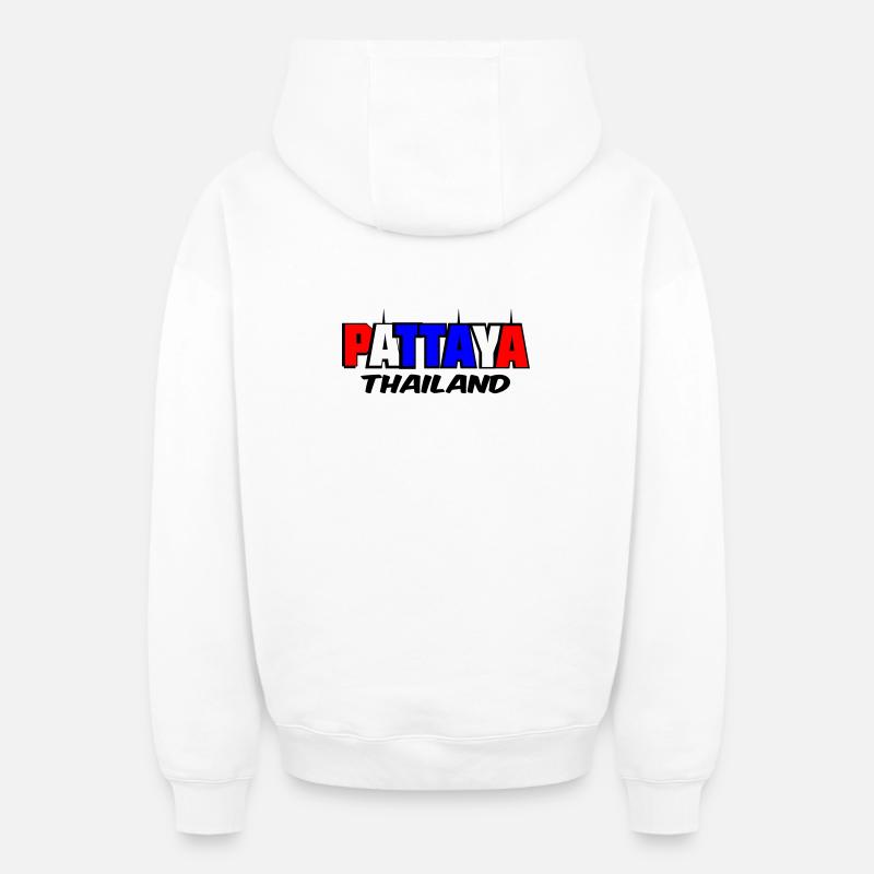 Pattaya Thaïlande - Sweat à capuche unisexe zippé oversize épais SPREAD - blanc