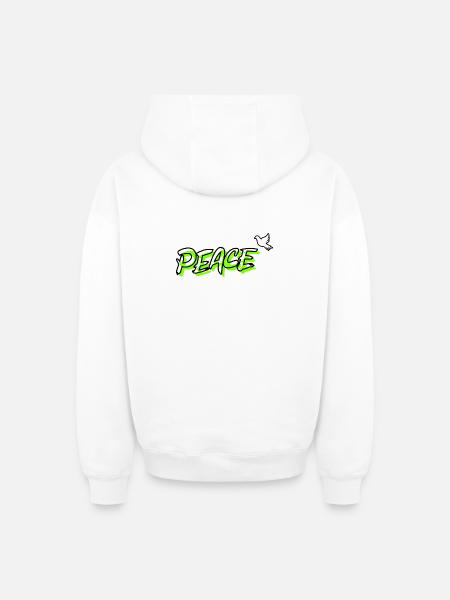 Peace Peace Dove of Peace - Oversized Heavyweight Unisex Zip Hoodie - white