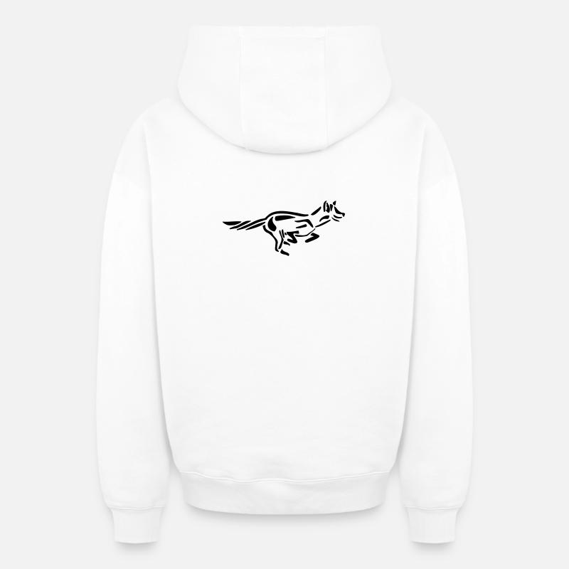 Renard courant - Sweat à capuche unisexe zippé oversize épais SPREAD - blanc