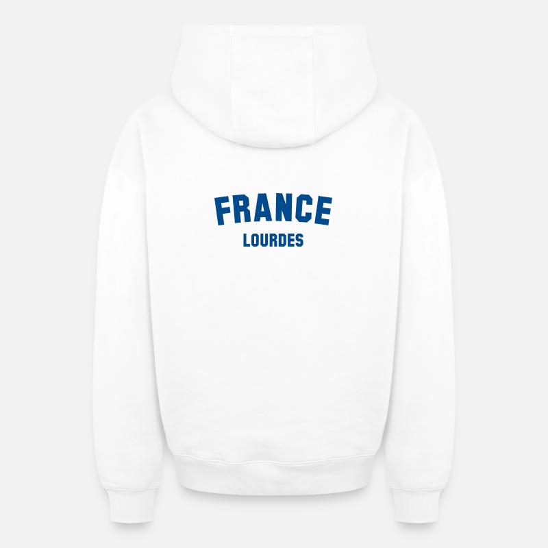 LOURDES, France - Sweat à capuche unisexe zippé oversize épais SPREAD - blanc