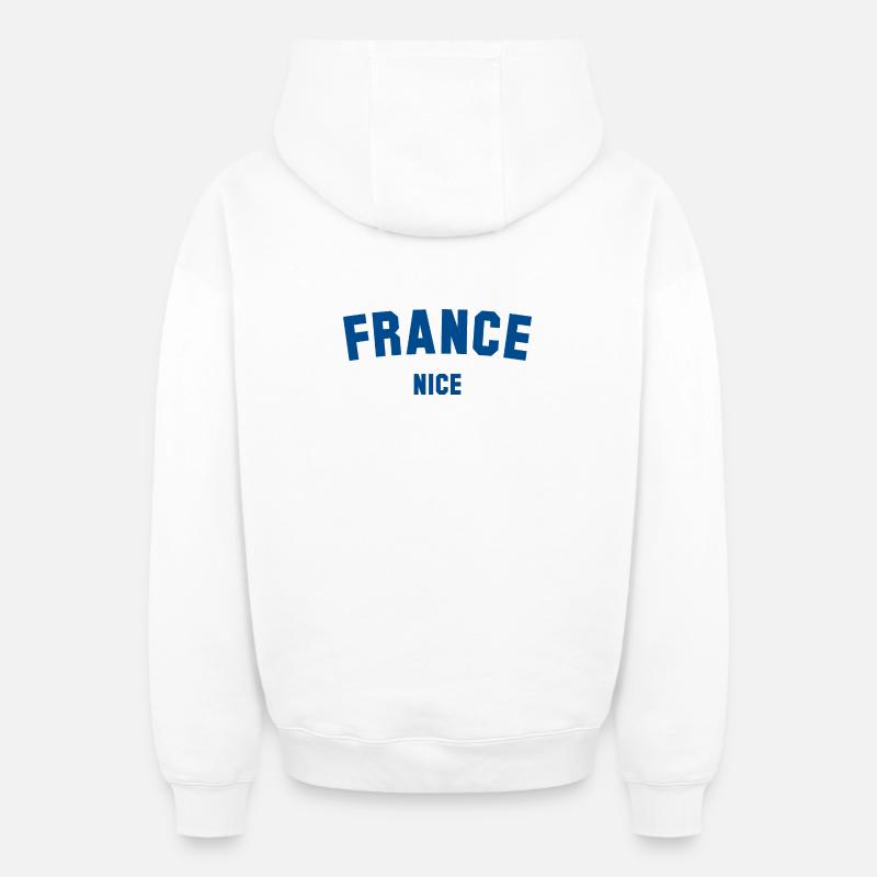NICE Nizza France Frankreich - Sweat à capuche unisexe zippé oversize épais SPREAD - blanc