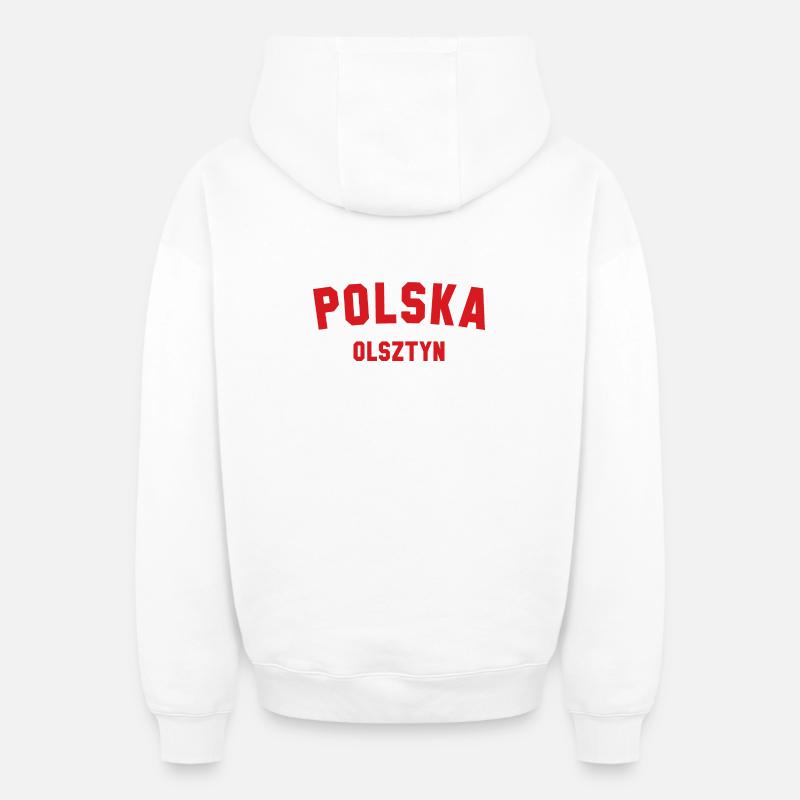 OLSZTYN Polska, Pologne - Sweat à capuche unisexe zippé oversize épais SPREAD - blanc