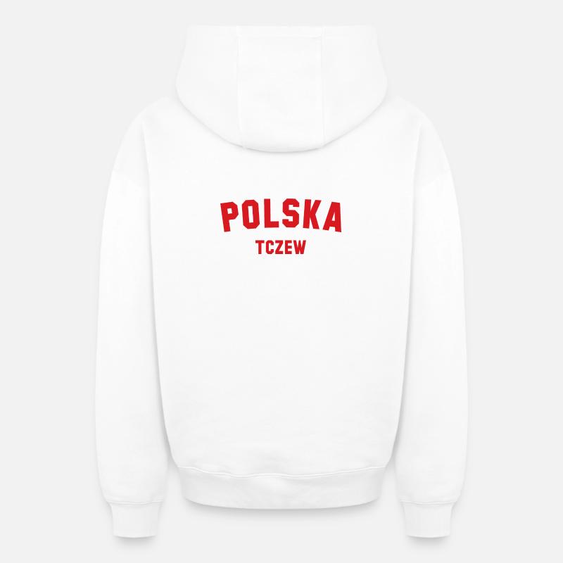 TCZEW Polska Pologne - Sweat à capuche unisexe zippé oversize épais SPREAD - blanc