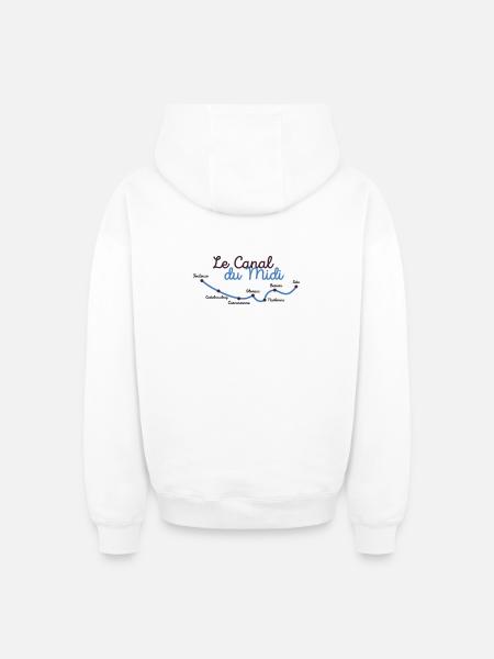 Canal du midi villes - Sweat à capuche unisexe zippé oversize épais SPREAD - blanc