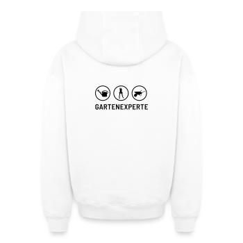 Expert du jardin : Arrosoir, taille-haie, brouette - Sweat à capuche unisexe zippé oversize épais SPREAD - blanc - Dos - AI Model Male 178 light (178cm)