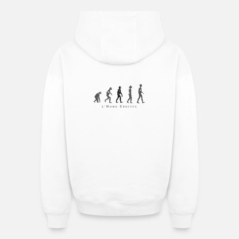 Évolution de la Position Humaine - Sweat à capuche unisexe zippé oversize épais SPREAD - blanc