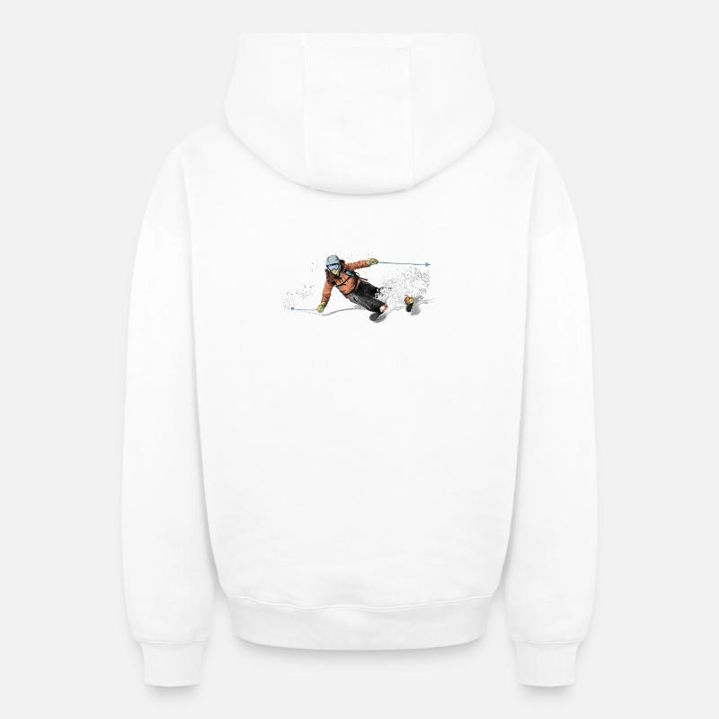 Ski - Sweat à capuche unisexe zippé oversize épais SPREAD - blanc