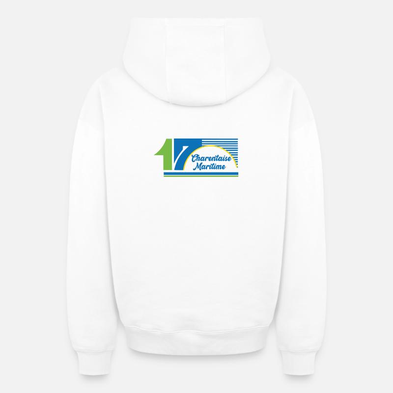 Charentaise Maritime - Sweat à capuche unisexe zippé oversize épais SPREAD - blanc