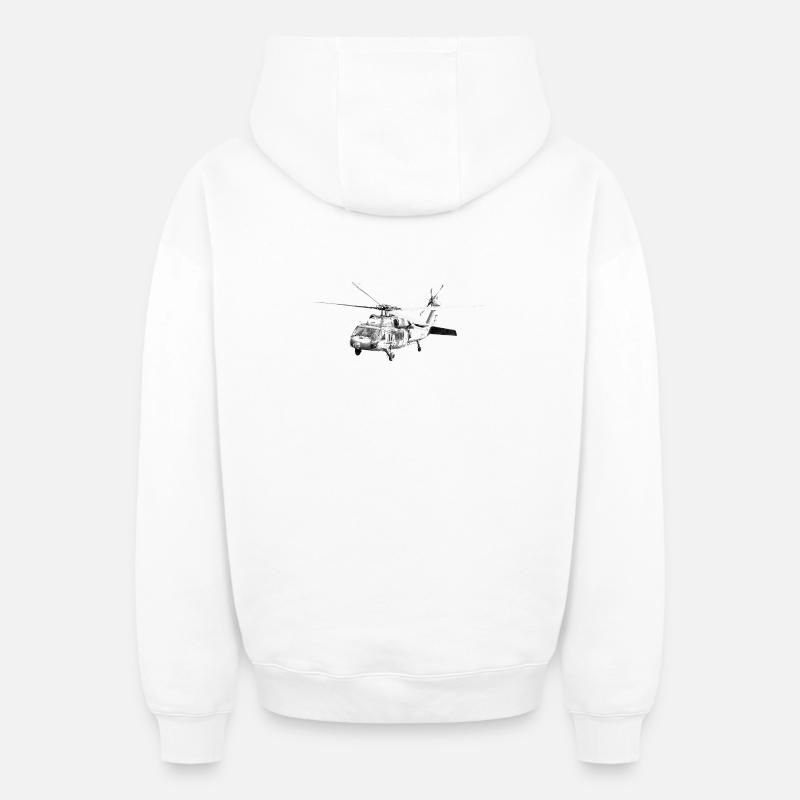 Hélicoptère - Sweat à capuche unisexe zippé oversize épais SPREAD - blanc