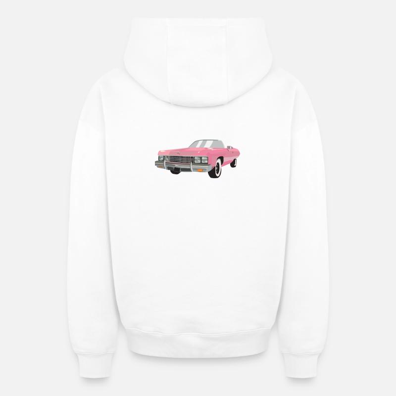 Blanks de voitures roses - Sweat à capuche unisexe zippé oversize épais SPREAD - blanc