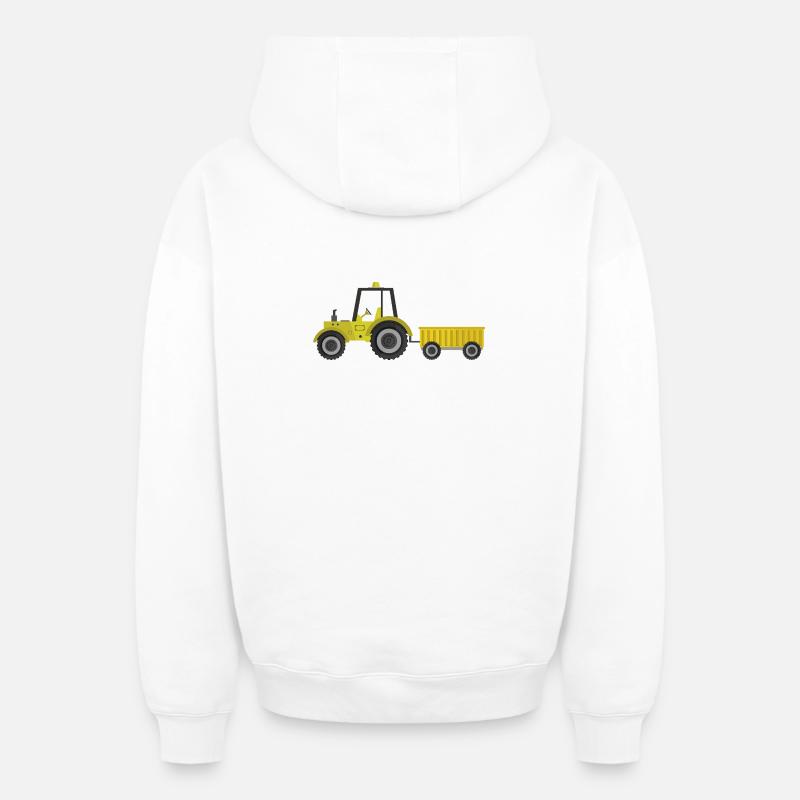 Ferme à tracteurs - Sweat à capuche unisexe zippé oversize épais SPREAD - blanc