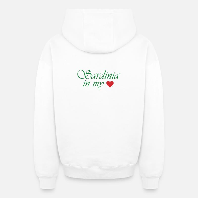 La Sardaigne dans mon cœur - Sweat à capuche unisexe zippé oversize épais SPREAD - blanc