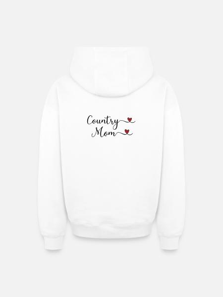 Maman de campagne - Sweat à capuche unisexe zippé oversize épais SPREAD - blanc