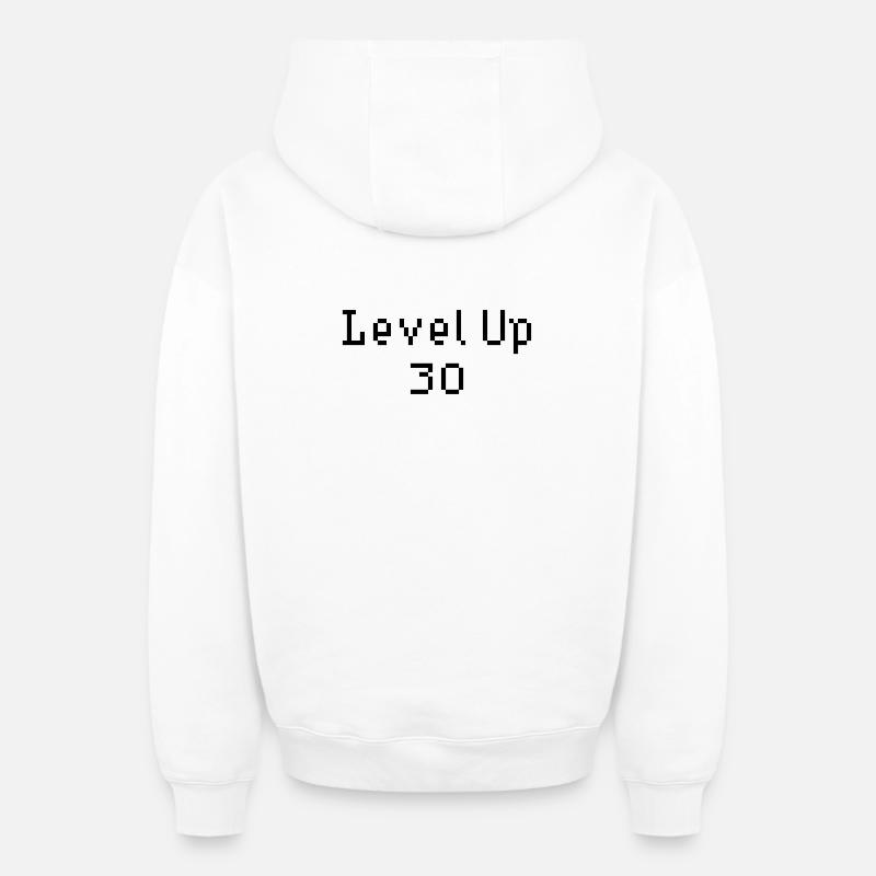 Level Up - 30e anniversaire - Sweat à capuche unisexe zippé oversize épais SPREAD - blanc