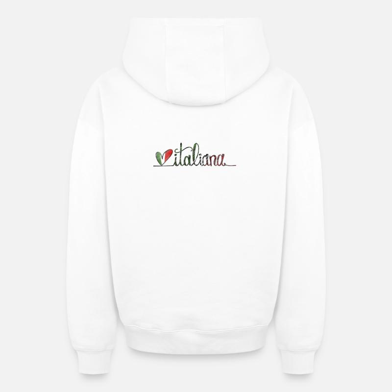 Italiana ❤️ - Sweat à capuche unisexe zippé oversize épais SPREAD - blanc