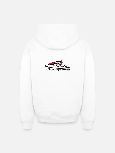 jetski - Sweat à capuche unisexe zippé oversize épais SPREAD - blanc