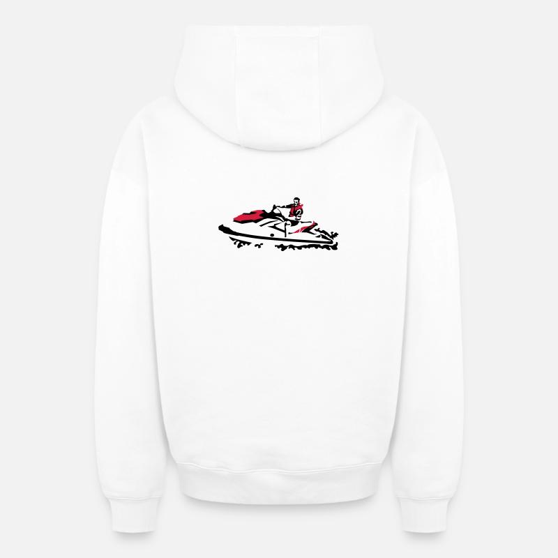 jetski - Sweat à capuche unisexe zippé oversize épais SPREAD - blanc