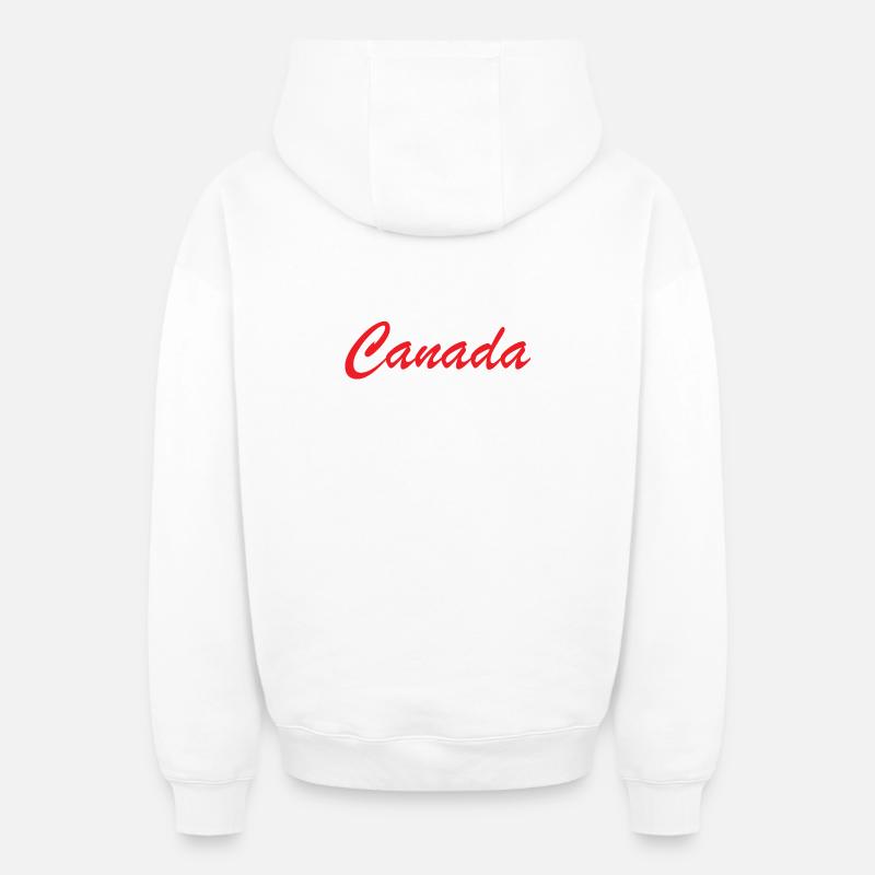 Canada Script Schriftzug Rot - Oversized Heavyweight Unisex Zip Hoodie - Weiß