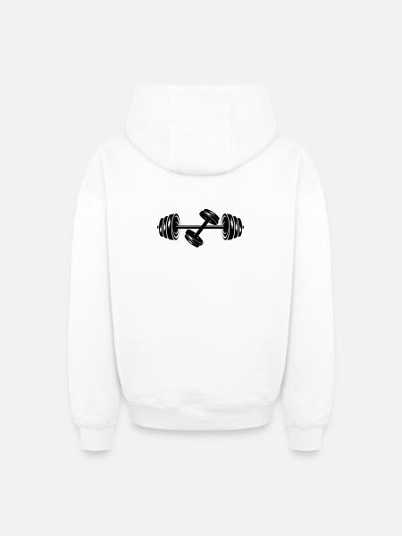 Weights dumbbell discs dumbbell 2 - Oversized Heavyweight Unisex Zip Hoodie - white