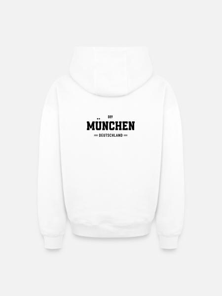 089 Muenchen Deutschland - Oversized Heavyweight Unisex Zip Hoodie - Weiß